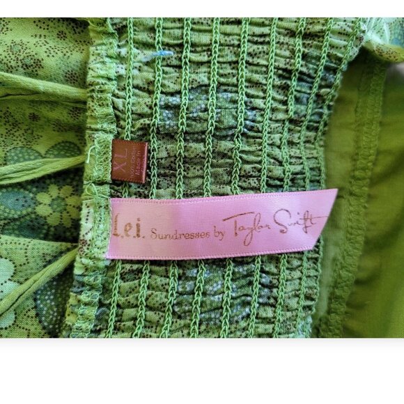L.E.I. Taylor Swift Collection Green Cotton Sundress Size S Vintage Summer - Picture 7 of 13